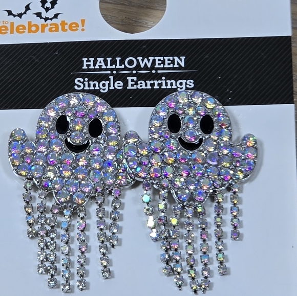 Way To Celebrate Jewelry - Rhinestone Look Bling Ghost Earrings Hypo Allergentic Nwt